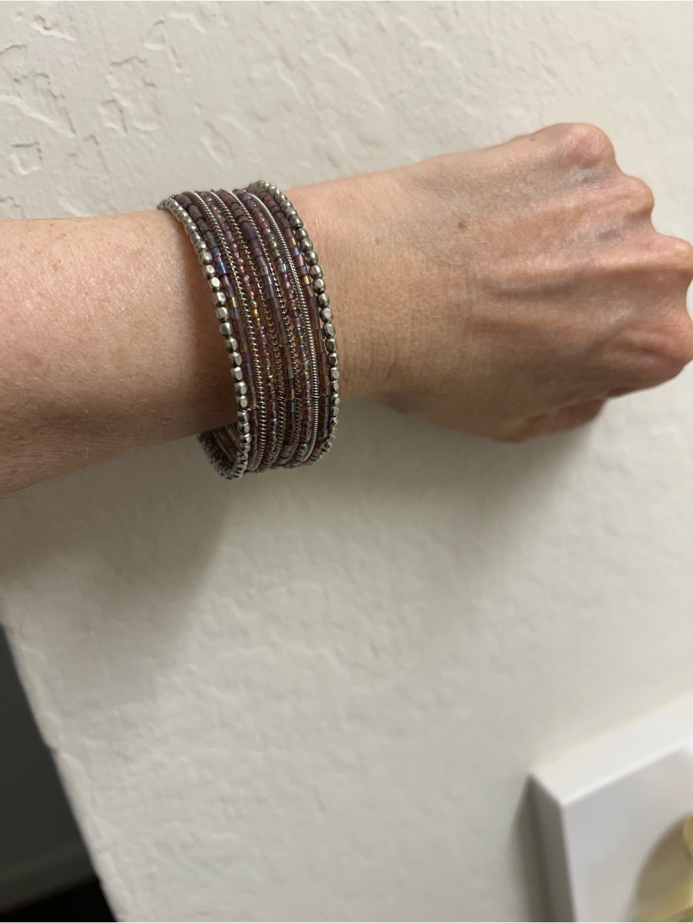 Beaded Multi-Strand Purple Wrap Bracelet